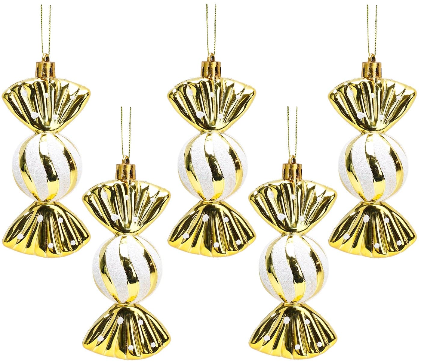 Christmas Concepts Pack of 5110mm Large Sweet Shaped Baubles Shiny Glitter Decorated Christmas Baubles Gold