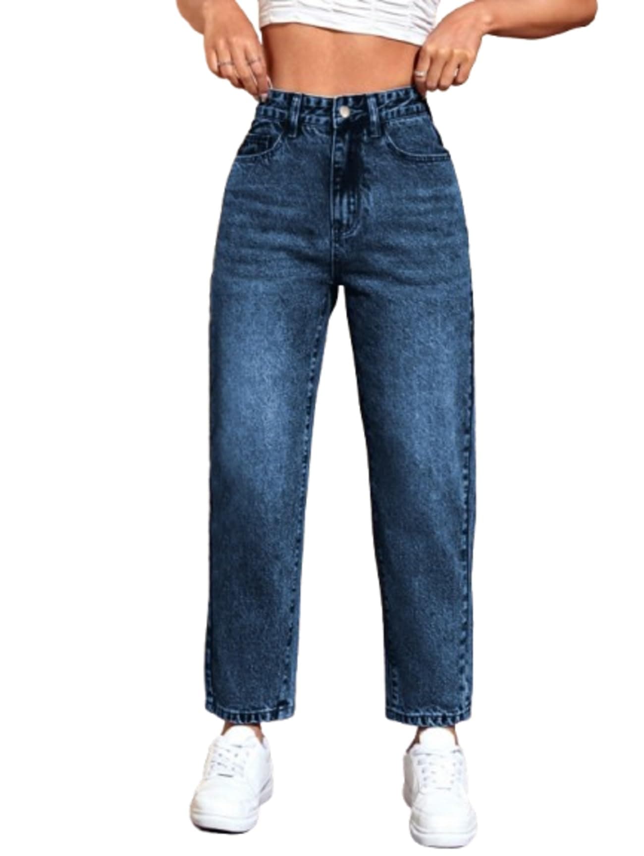 Ben Martin Mom Fit Jeans for Women || High Waist Tapered Fit Stretchable Jean's Pant for Women's || Relax Fit Carrot Jean:s || Stylish Jean,s for Woman || Casual Denim Mom Jean::s,DB - 32