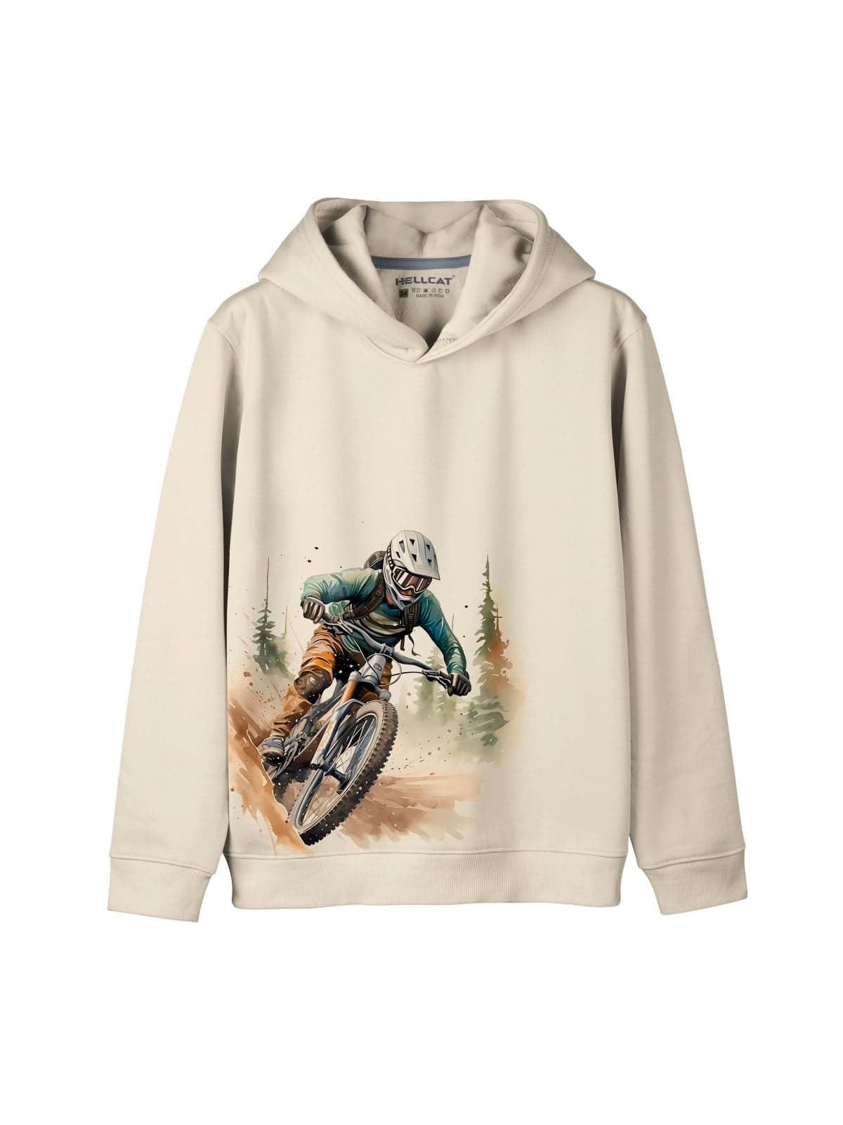 HELLCAT Trendy Printed Cotton Blend Hoodie Sweatshirt for Boys_Beige_7-8 Years