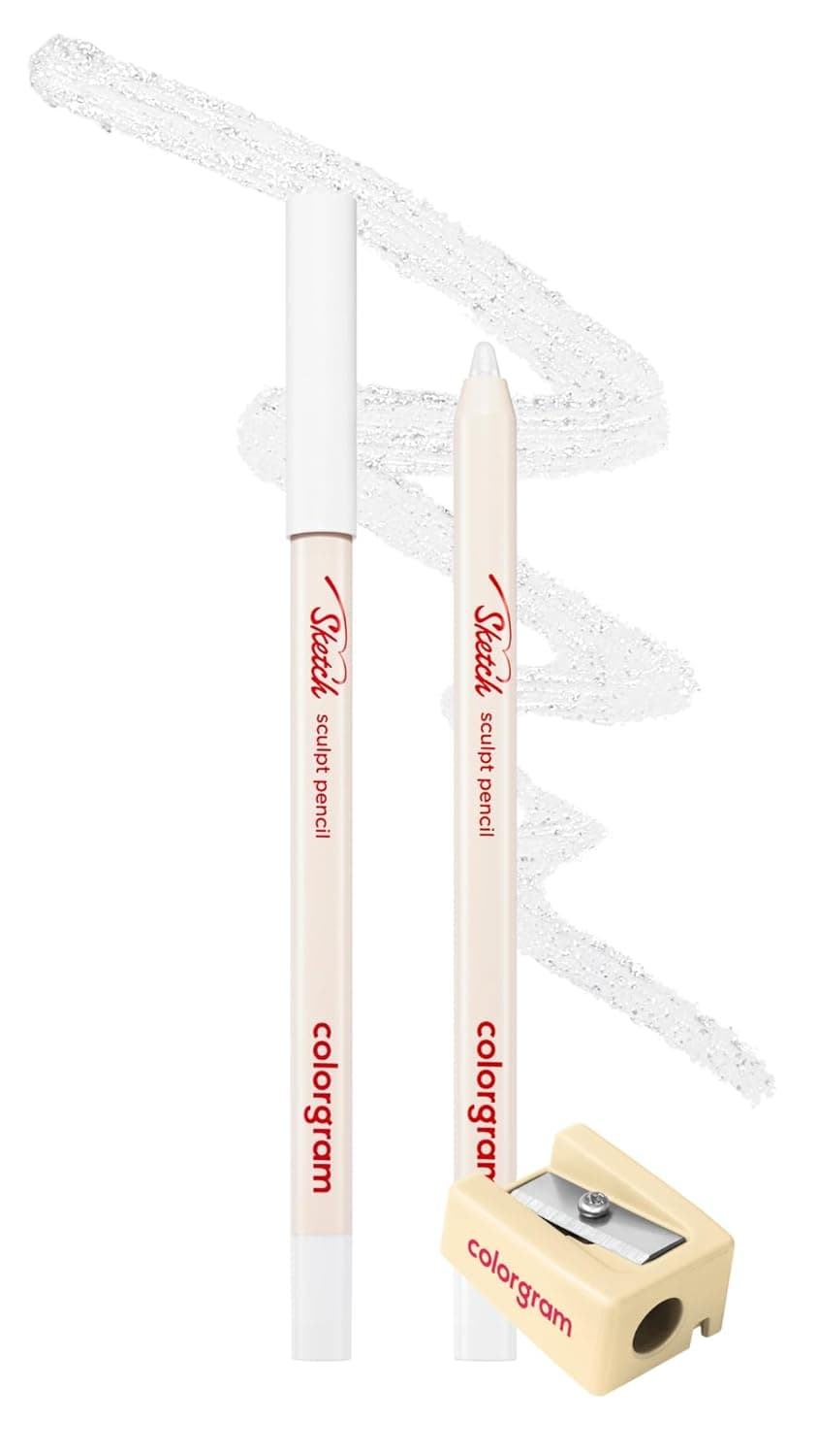 COLORGRAM SKETCH SCULPT PENCIL 08 CLAER GLOW GLITTER | Multi-Use Facial Drawing Pencil for Eyeliner, Overlip, Browbone, & Eyewhole Makeup | Long-Lasting, Smudge-Proof | Includes Built-in Sharpener