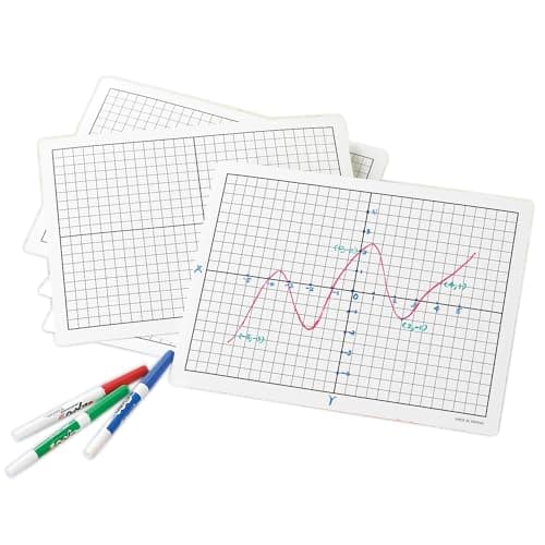 Didax Write and Wipe Coordinate Board Set with X/Y Axis for Grades 3-8, 9 x 12 Inches, Plastic, Set of 10