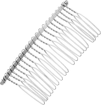FUNOMOCYA 20 Teeth Metal Hair Comb Bridal Wedding Veil Comb Hair Wire Clips Twist for Wedding Fancy Diy HairPieces Headdresses Silver