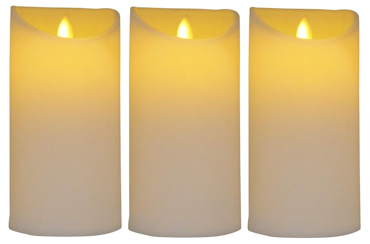 Saubhagya Global Acrylic White Electronic Battery Operated Flame Less LED Tower/Pillar Candle-15Cm | Set of 3 | Batteries Not Included