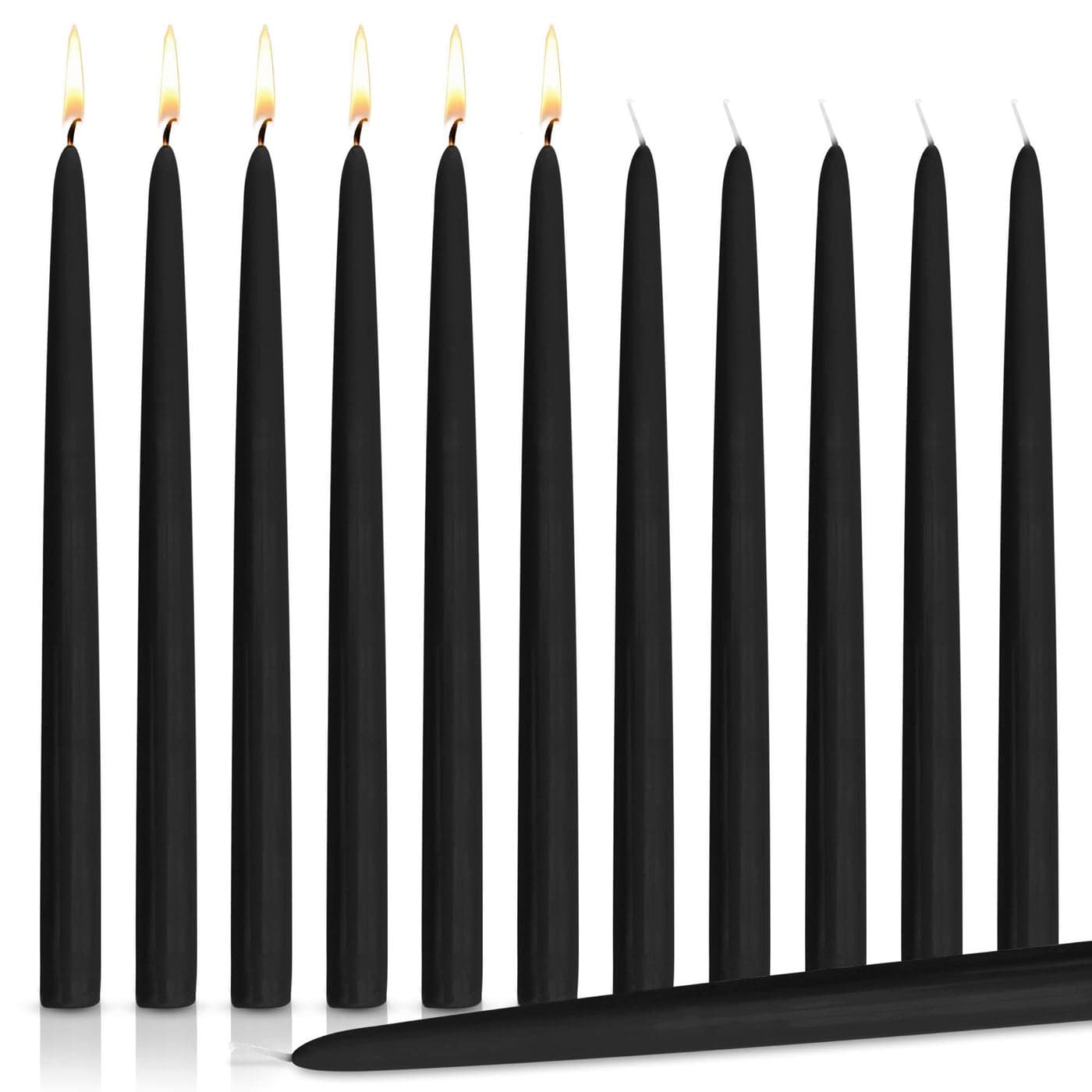 Halloween Elegant Dripless Taper Candles 10 Inch Tall Wedding Party Dinner Candle Set of 12 Black