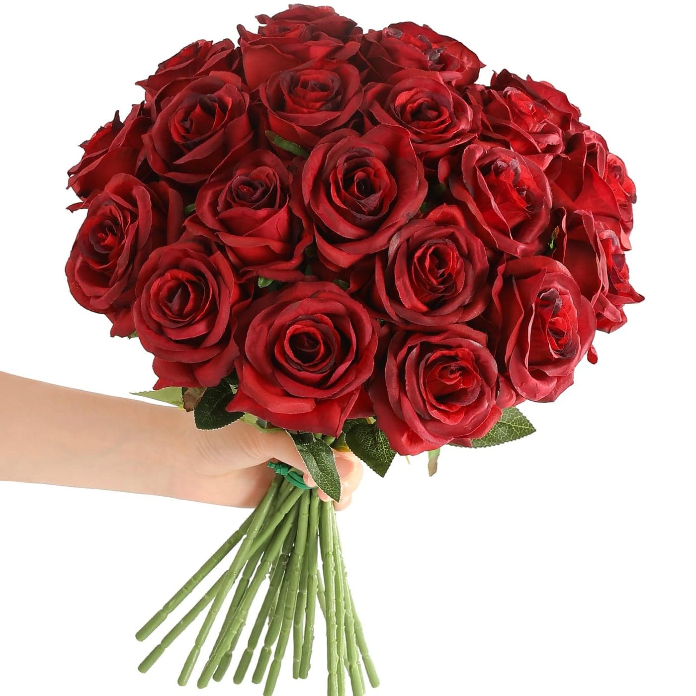 Tifuly Red Roses Artificial Flowers 12 pcs Realistic Long Stem Fake Roses Faux Silk Flowers for DIY Bouquets Wedding Centerpieces Arrangements Home Party DecorBurgundy