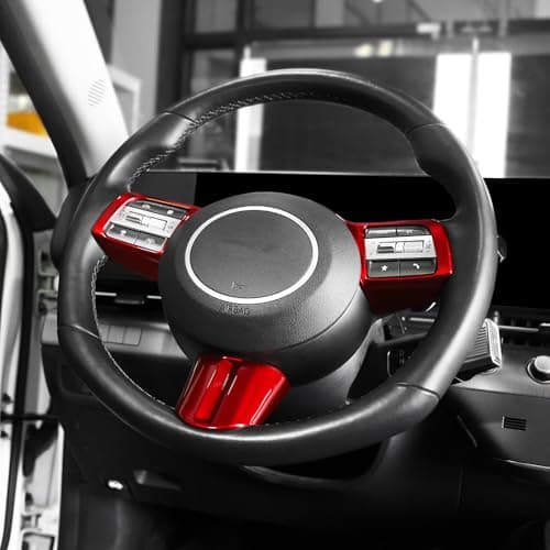 Steering Wheel Button Frame Cover Compatible with Hyundai Sonata 2025 Hyundai Kona 2024-2025 Hyundai Tucson 2025 Accessories (Red)(Not Suitable for N line)