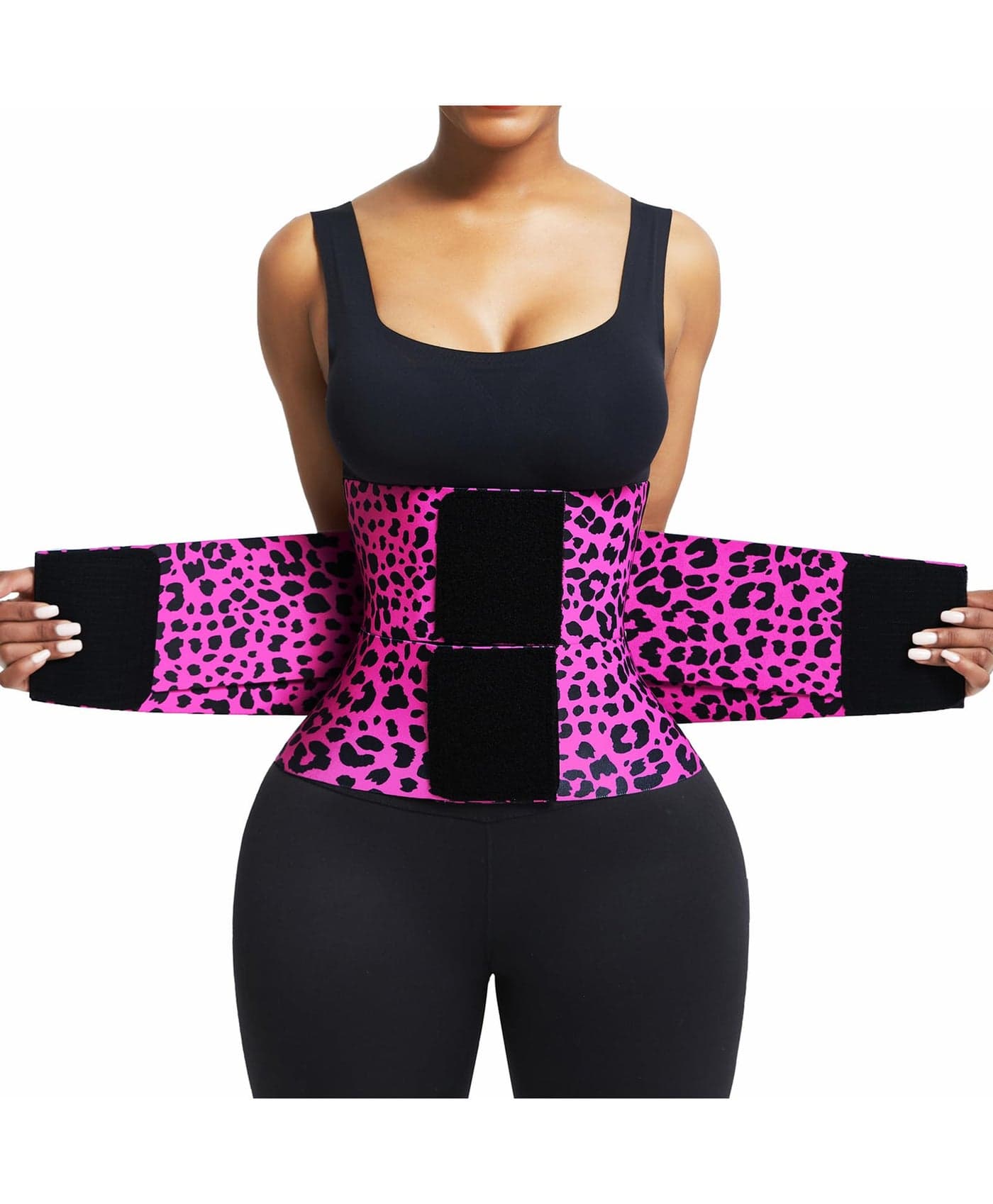FeelinGirl Women Workout Waist Trainer Corset Cincher Trimmer Belt Body Shaping Workout Body Shaper Rose Leopard XXL