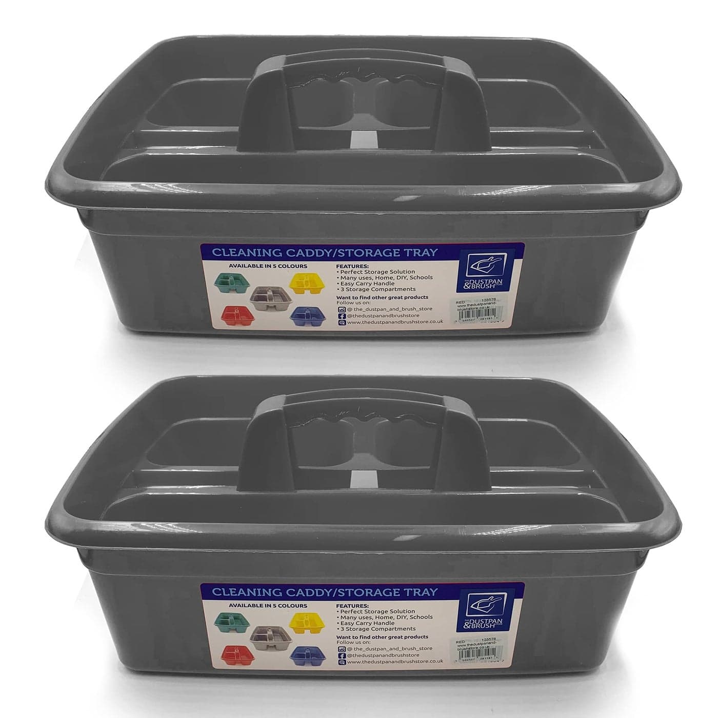 Cleaning Caddy Tray Box Housekeeping Cleaners Tote Tray Basket with Handle Carry Grips Ideal Under Sink Kitchen Storage Caddy for Cleaning Products Cleaners Carrier Tool Organiser Silver 2 Pack