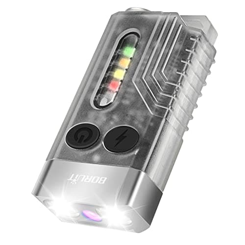 BORUIT V10 Small Powerful Flashlight with 365nm UV Black Light - Super Bright, USB C Rechargeable Led Keychain Flash Light with Cob Side Light, Magnet