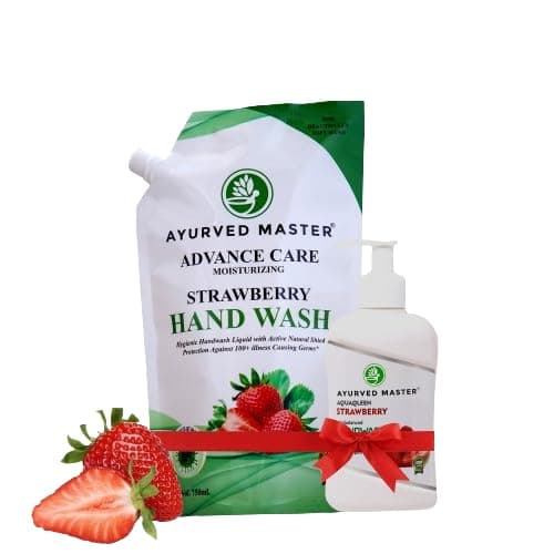 Ayurved Master Foaming Handwash Pump Refil Strawberry Rich Foam Moisturizing Hand Wash Soft on Hands