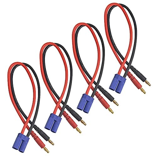WMYCONGCONG 4 PCS 12AWG EC5 Male Connector to 4.0mm Banana Male Plug Battery Charge Lead Adapter Silicone Wire Cable for RC Helicopter Quadcopter Lipo Battery