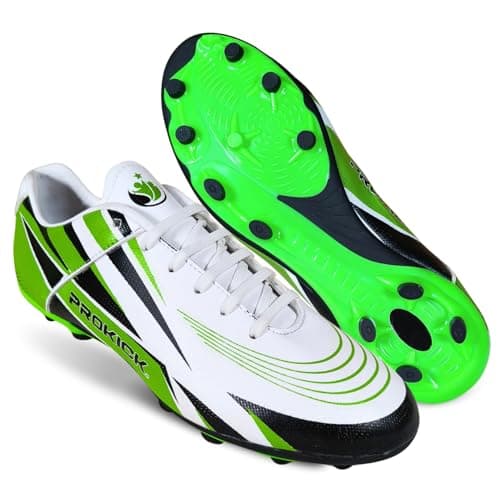 Prokick Ravager Football Shoes for Men | Soccer Shoe/Comfortable and Lightweight | Sports and Athletic Footwear with Synthetic Leather Having TPU Sole Soccer Stud Shoes White/Green