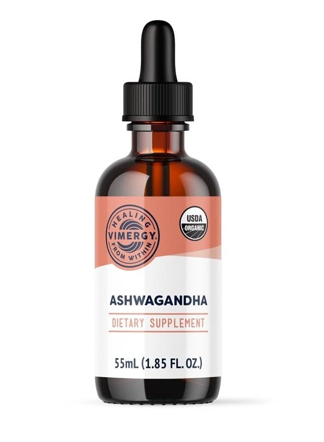 USDA Organic Ashwagandha Liquid Extract, Trial Size - 27 Servings – Stress Supplement Drops – Adaptogen - Supports Cognitive Function – Sleep Support – Alcohol-Free, Non-GMO, Vegan (55 ml)