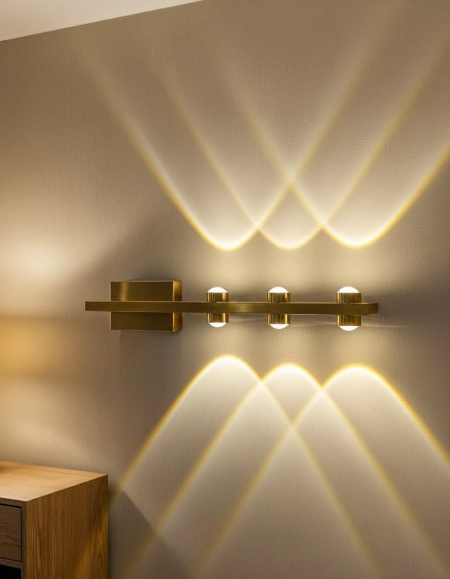 Mufasa 6 Watts Gold Finish 6 Ray Down LED Picture Photo Frame/Wall Mirror Vanity/Bathroom Dressing Table Light (Warm White)