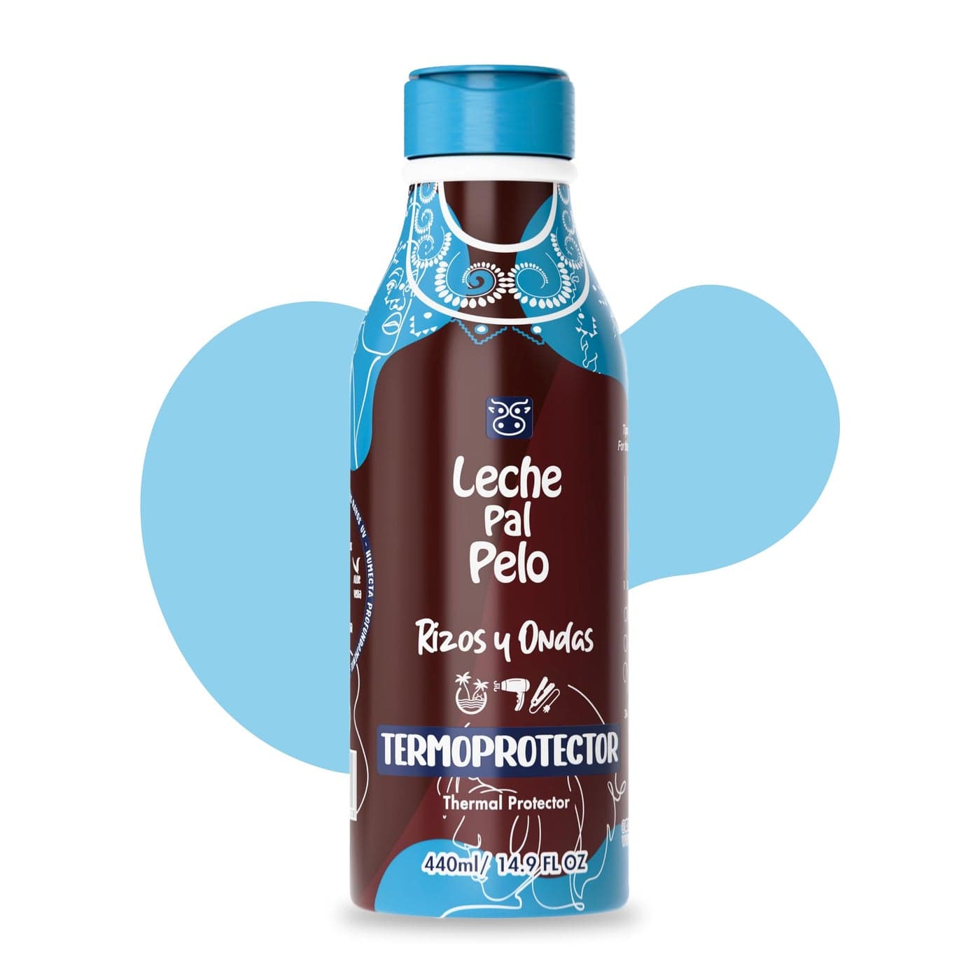 Leche Pal Pelo Thermal Hair Protector for Curly Wavy with Aloe Vera Coconut Milk Provitamin B Leavein Treatment Hydration Frizz Control 149 Oz