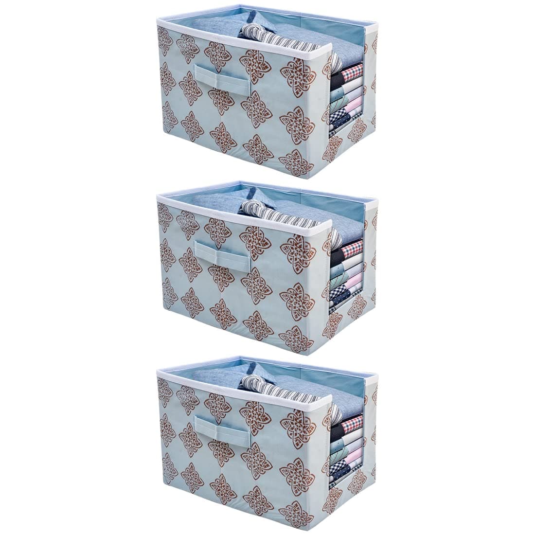 Whitekrafts Shirt Stacker Wardrobe Organizer Shirt Storage Bin clothing covers for closets Printed Fabric Combo 2