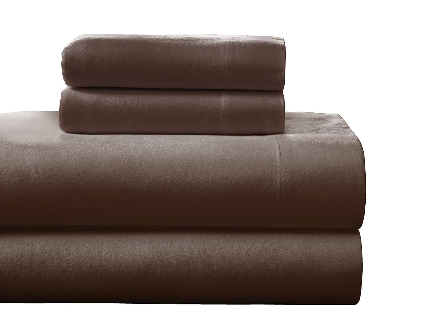 Pointehaven Flannel Deep Pocket Set with Oversized Flat Sheet Full Chestnut