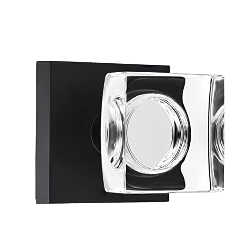 coolnews Square Crystal Door Knobs Interior, Passage Hall Closet Door Knobs, Modern Matte Black Door Knob Set