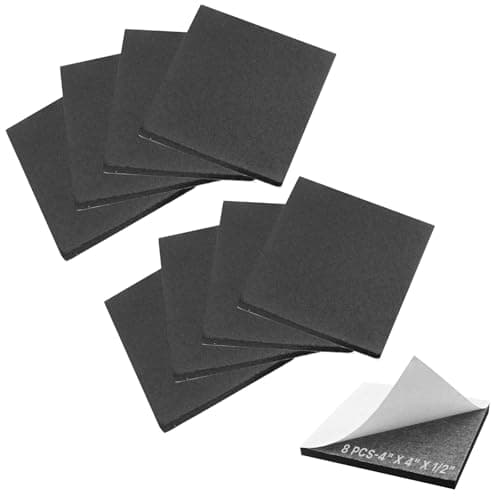 Storystore 8 Pcs Foam Padding Sheets - 4" x 4" x 1/2" Self Adhesive Closed Cell Foam Neoprene Rubber Sheets Insulation Anti Vibration Rubber Pads with Adhesive, Black