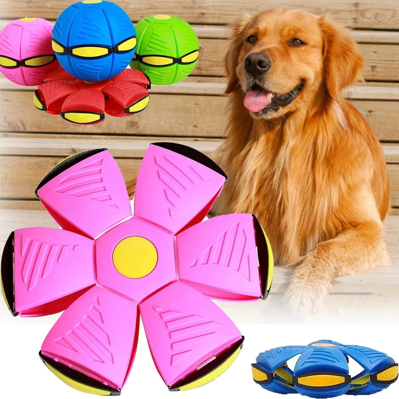 2023 New Flying Saucer Ball Dog Toy with 3 Lights, LED Pet Toy, Flying Disc Dog Play Toy, Pet Flying Ball (Pink), Remote Control Flying Toy for Dogs