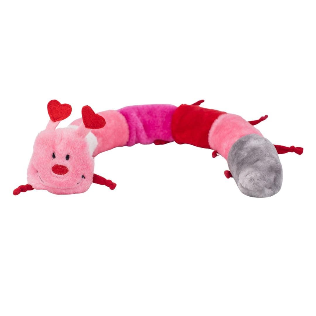 ZippyPaws Deluxe Caterpillar- Dog Toys to Keep Them Busy, for Medium & Large Dogs, Squeaky Pet Toy for Boredom, Stuffed Chew Toy, 6 Blaster Squeakers & 1 Round Squeaker- Valentine's Caterpillar, 30"