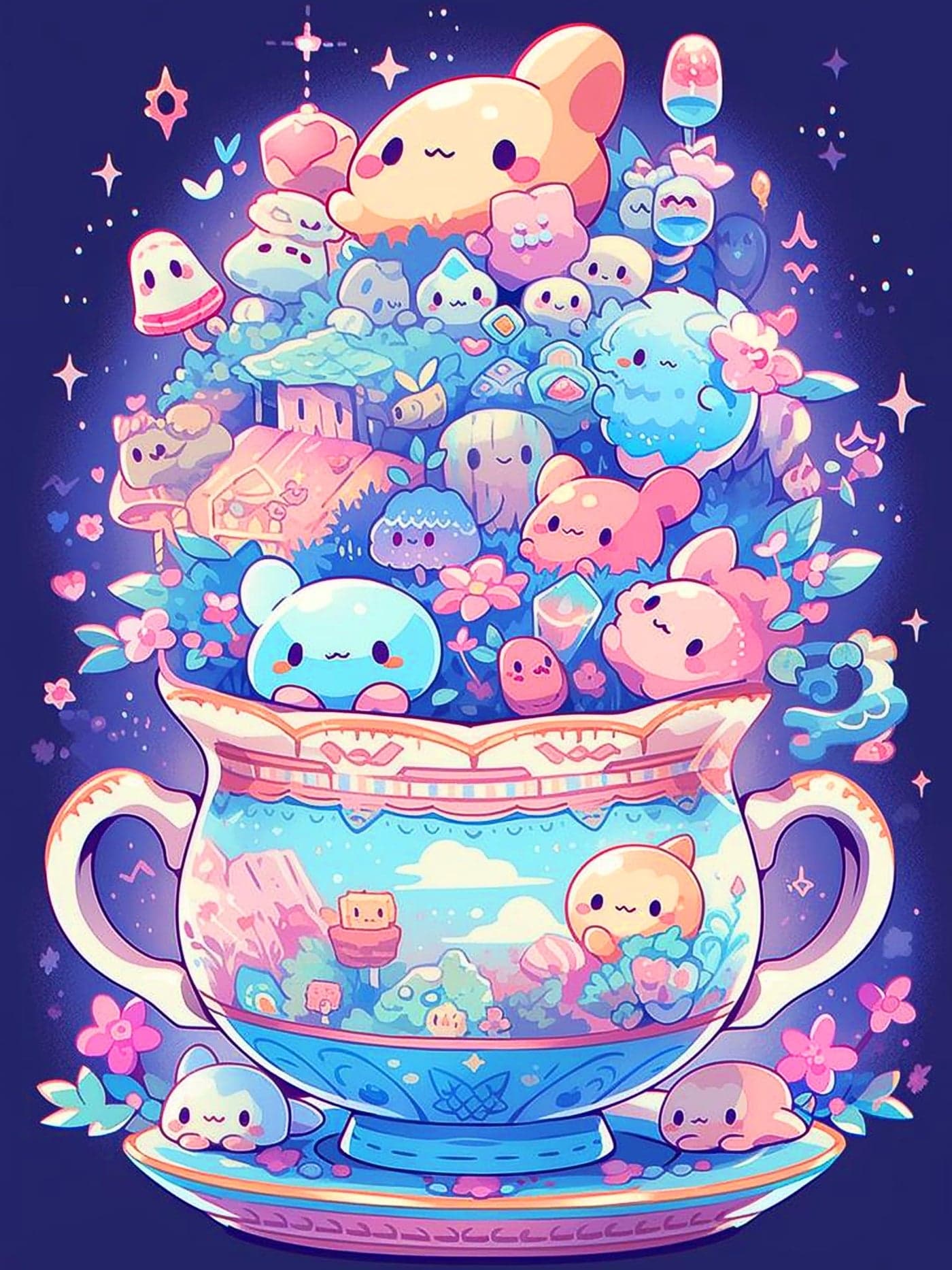 croshom Cute Diamond Painting Kits for Adults-Diamond Art Kits for Cartoon,Cup Gem Art Kits for Adults for Gift Home Wall Decor 12x16in