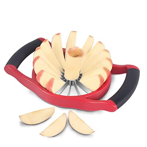 Newness 512 Inch Extra Large Apple Slicer 16Slices Heavy Duty Apple Cutter Durable Apple Corer Stainless Steel Apple Slicer and Corer for Apple Potato Onion and More Red