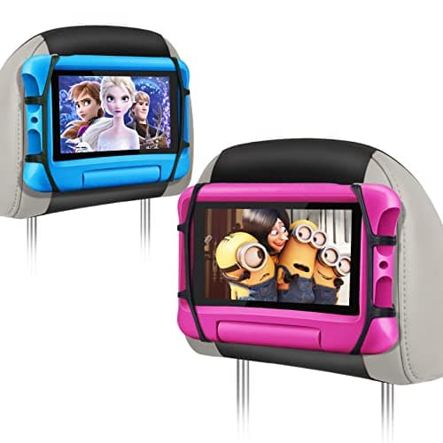 WONNIE Car Tablet Holder, Upgraded iPad Holders for Car Mount Headrest, iPad Mount Back Seat for Kids with Anti-Slip Strap, Silicone Holding Net/Fits All 7-12.9'' Tablets, 2 Pack