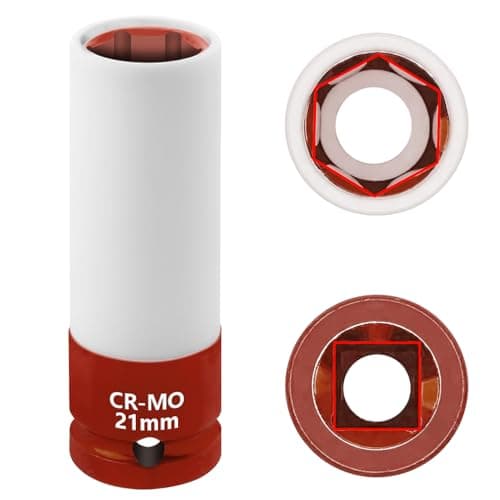 JEUCLEL 21mm 1/2"Drive Wheel Protector Impact Socket, Lug Nut Impact Socket, Non-Marring Lug Nut Thin Wall Deep Socket, Wheel Protector Hand Repair Tool