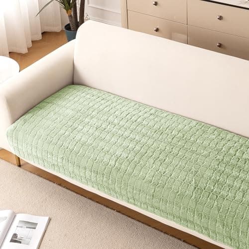 HOKIPO 'Plush Haven' Premium Anti Slip Sofa Cover Mat for 1/2/3 Seater & L Shape Sofa. Make Your Own Sofa Cover Set, Mat Length 90(D) x 180(L) cm, Pastel Green (AR-5036-GRN)
