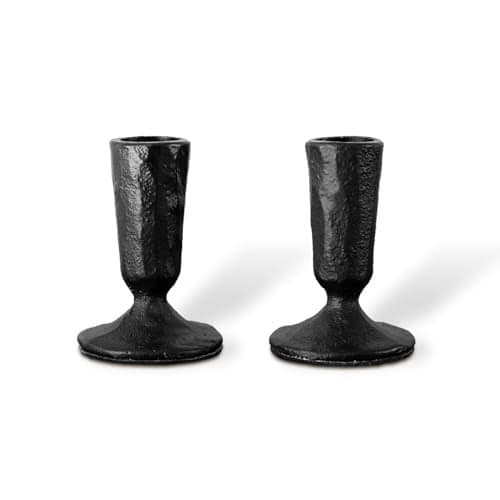 Candle Sticks Holder Decor, Set of 2 Vintage Black Candle Holders, Modern Decorative Tapered Candlestick Holders Centerpiece for Dining Table Centerpiece, Wedding, Party Decor