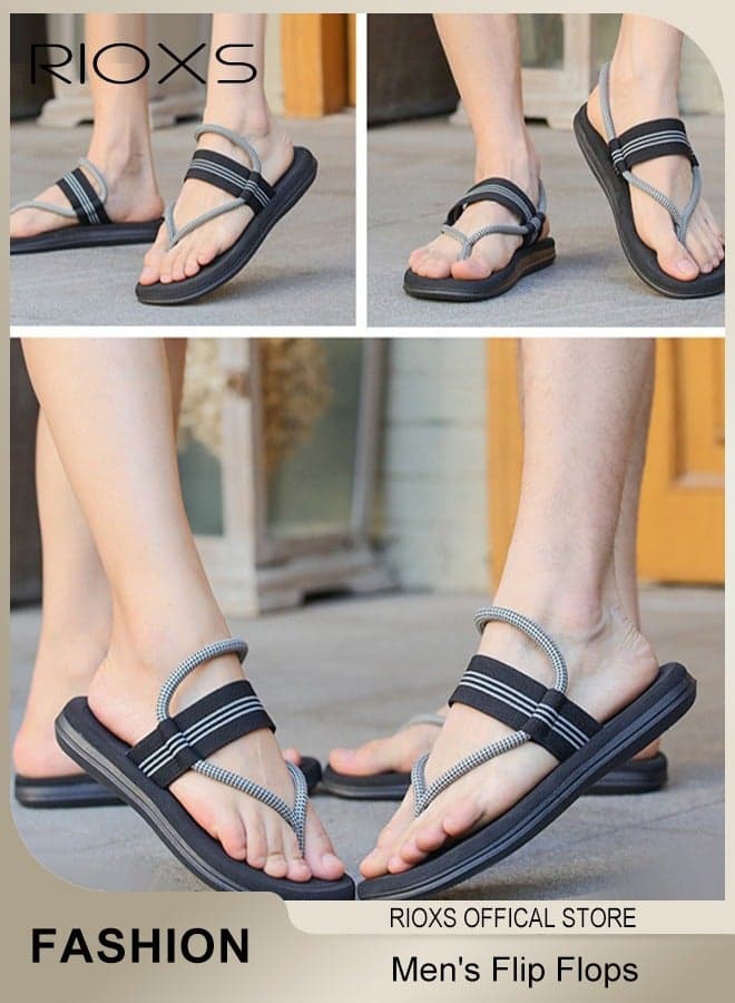 Men's Flip Flops, Fashion Flip Flops Slippers for Men, Non-slip Water Sandals, Men's Comfort Open-toed Shoes, Flat Slide Slipper, Lightweight Beach Sandals, Walking Thong Sandals Adjustable Slip On Slippers, Classical Flip-Flop, Black Slides Flip Flop Stylish Man Footwear