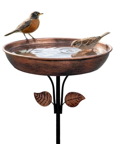 OUISJYER Metal Bird Bath for Outdoors 12 Dia Bowl with Stable Upgrades Stake Birdbaths Garden Yard Lawn Decor 07 Gallon