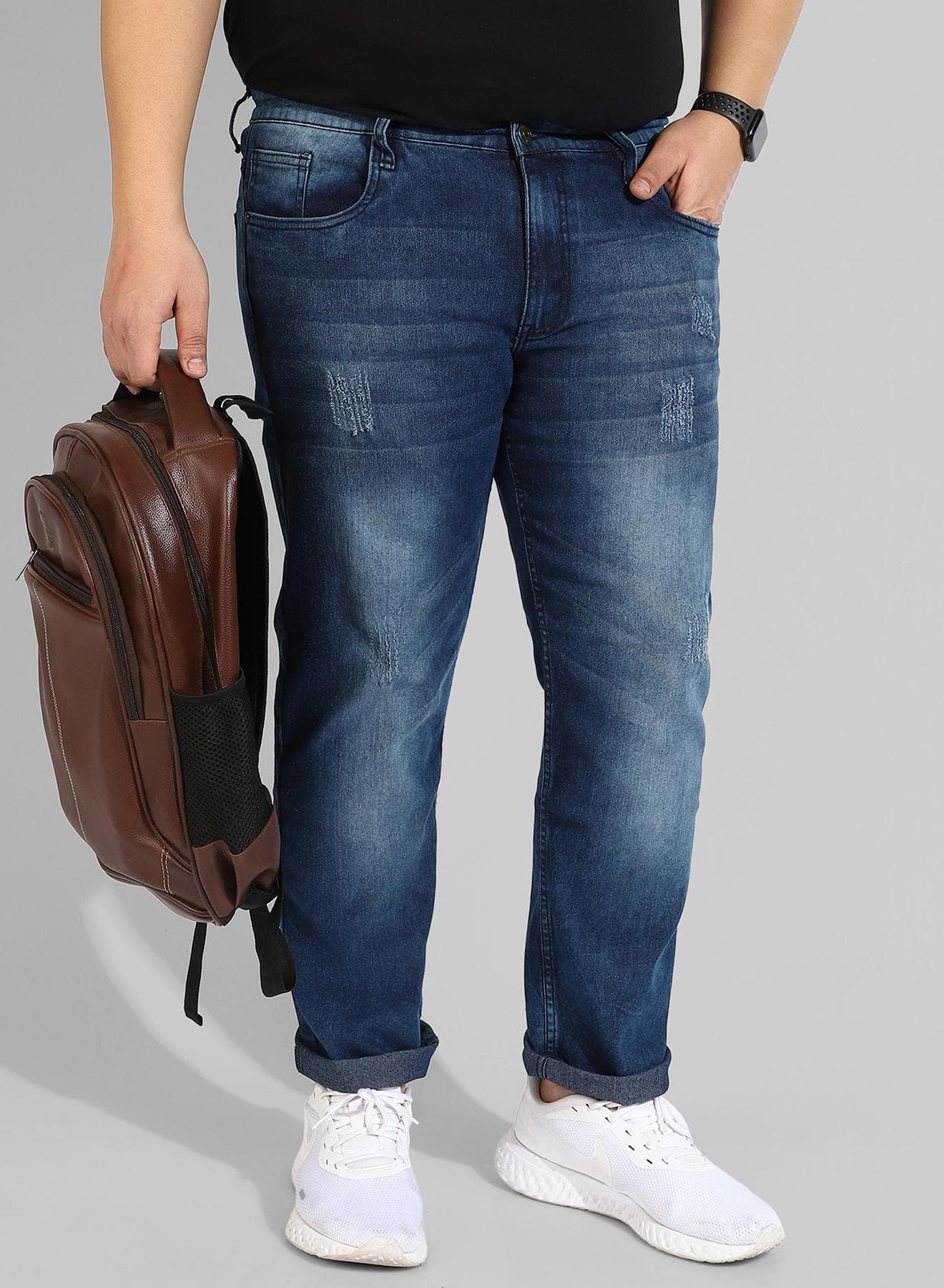 Men's Classic Blue Medium-Washed Regular Fit Denim Jeans