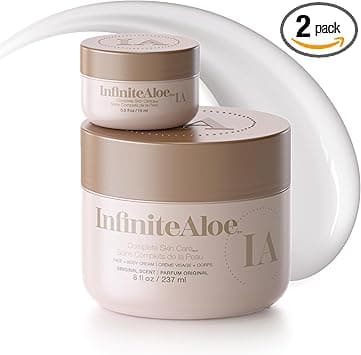 Aloe Vera Body Face Moisturizer Original Scent Face Cream Body Cream Hand Lotion for Dry Skin 1 Large Jar 8 Oz 1 Travel Jar 05 Oz Full Body Lotion for Skin Care by InfiniteAloe