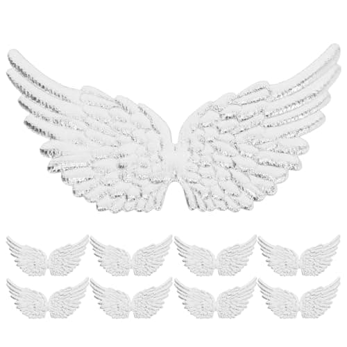 Kisangel Mini Silver Angel Wings Decoration 12Pcs for DIY Crafts Costume Accessories Backpack Embellishments Creative Wing Decor for Parties and Making