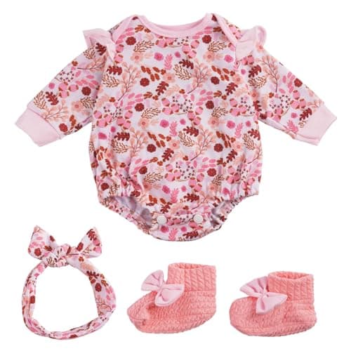 BABESIDE 3PCS Reborn Baby Doll Clothes for 1722 Inch Dolls Baby Doll Outfit Accessories with Floral Pattern fit Reborn Baby Dolls Girl Boy Pink