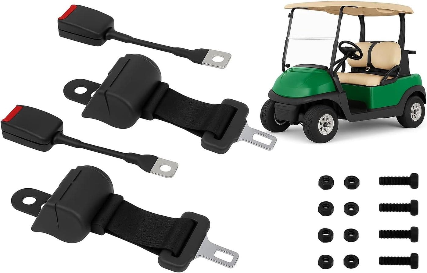 Podoy Universal Retractable Golf Cart Seat Belt Kit for E-ZGO, Yamaha, and Club Car