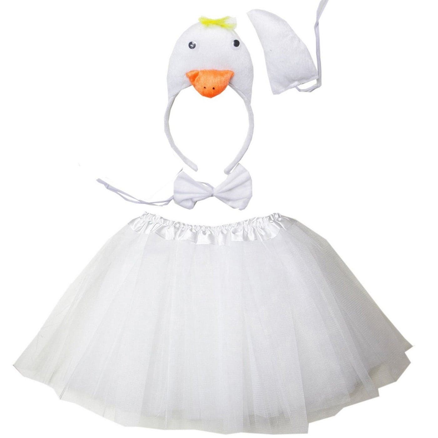 Kirei Sui Kids Animal Costume 3D Duck Goose Swan Tutu and Headband Girls Halloween Dress Up Set White