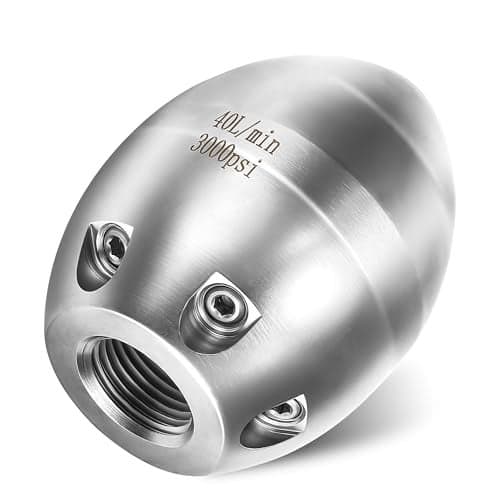 TasuoX Sewer Jetter Nozzle for Pressure Washer, 3/8" NPT Internal Thread Strong Shot Jetter Head, Stainless Steel Power Washer Drain Jetter Cleaner, 3000 PSI