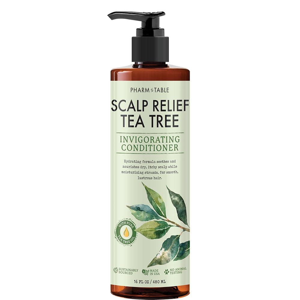 PHARM TO TABLE Tea Tree Conditioner For Men and Women Hair Detangler and Soothing Scalp Relief Infused with Tea Tree oil Sunflower oil Aloe and Argan oil 162oz