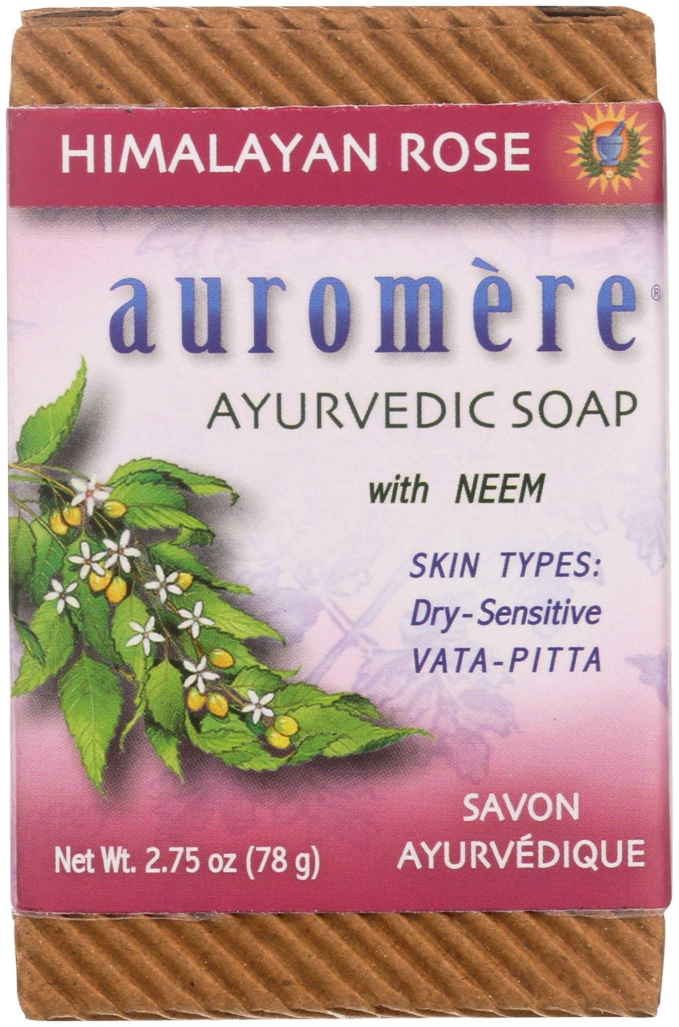 Auromere Ayurvedic Bar Soap Himalayan Rose Eco Friendly Handmade Vegan Cruelty Free Natural Non GMO 275 oz 1 pack