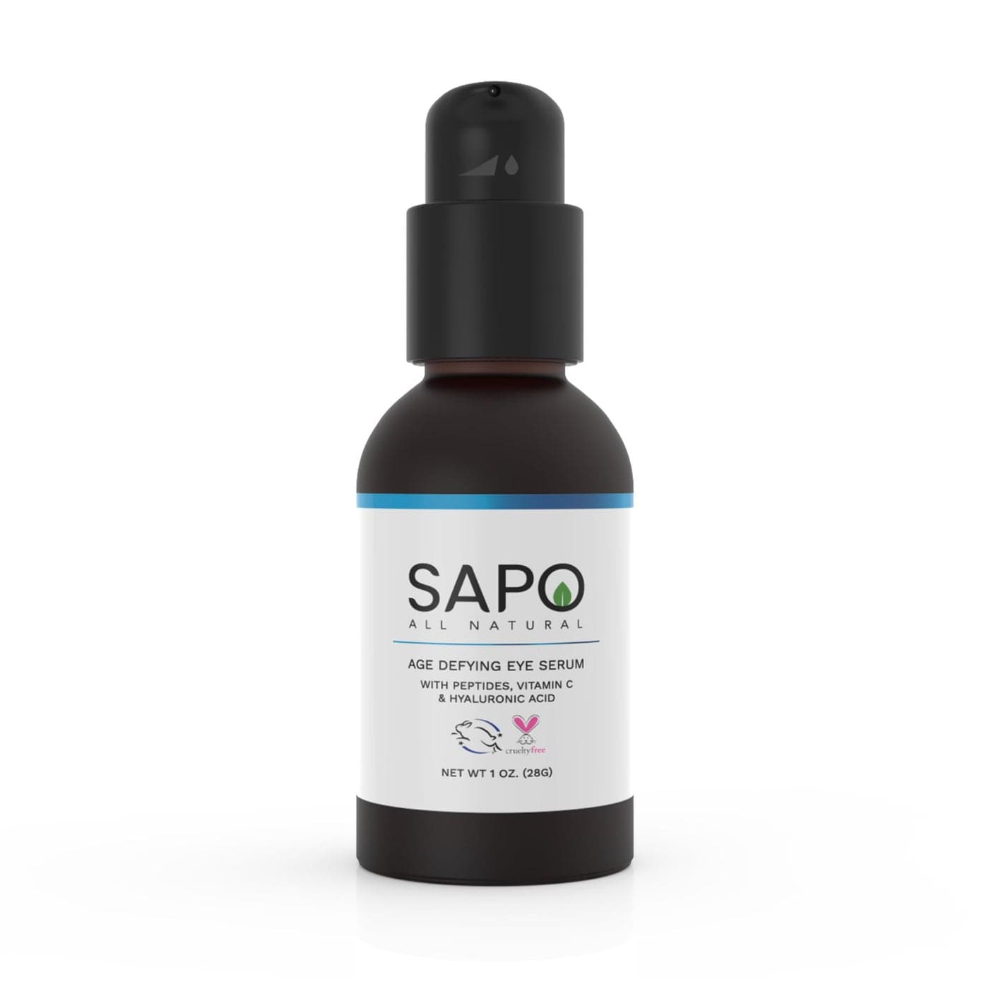 Sapo All Natural Eye Serum Depuffing Brightening Under Eyes Gel with Peptides Hyaluronic Acid Bergamot Chamomile Citrus Oil Smooth Texture Fine Line Reducer for Dark Puffy Circles 1 oz