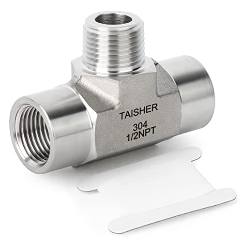TAISHER 1PCS Forging of 304 Stainless Steel Tee Pipe Fittings, 1/2" NPT Female x 1/2" NPT Male x 1/2" NPT Female Pipe Fittings, Male Branch Tee
