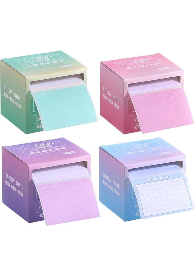 4 Sticky Full Adhesive Notes Roll Tape with Pull Out Dispenser Boxes, 1024 Sheets Sticky Notes 1.7 x 2.4 Inch, Self-Stick Memo Pads Sticker Label for Noting Writing (4 Colors)