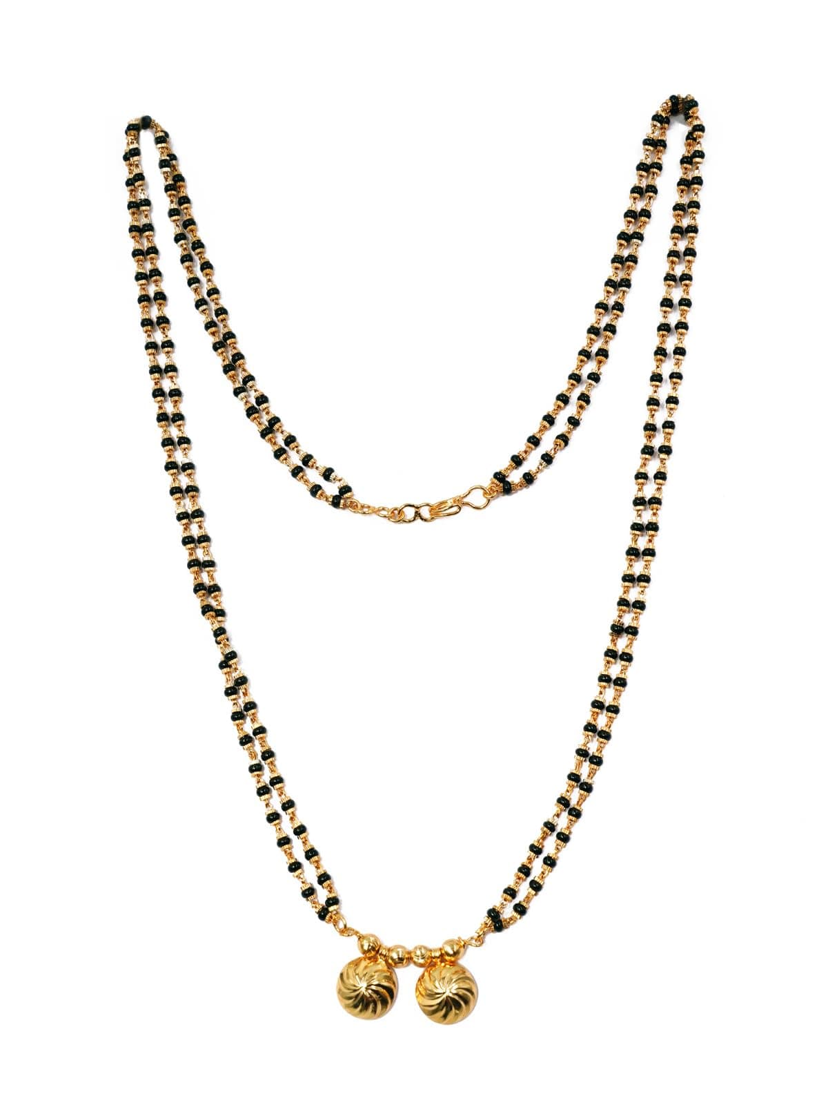 JHB 24 inch jewellery's Traditional Temple Forming One Gram Gold Stylish Maharashtrian Wati Mangal sutra Set Tanmaniya Black Vati Mangalsutra For Women