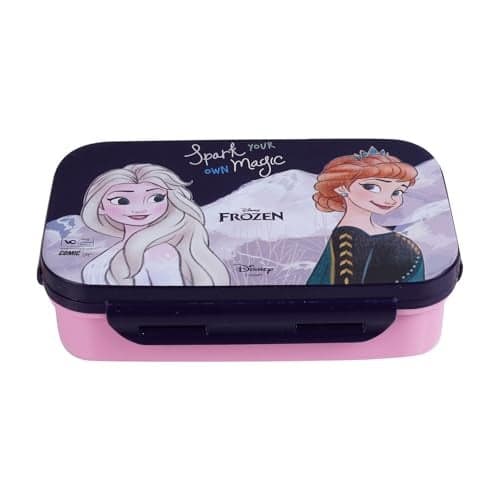 Comiclyfe Disney Frozen Lunch Box for Kids | Anna & Elsa Print | Stainless Steel Tiffin Box for Kids Girls | Leak Proof Lunch Box for Kids Girls | BPA-Free Kids Lunch Box for School (Purpule,Pink)
