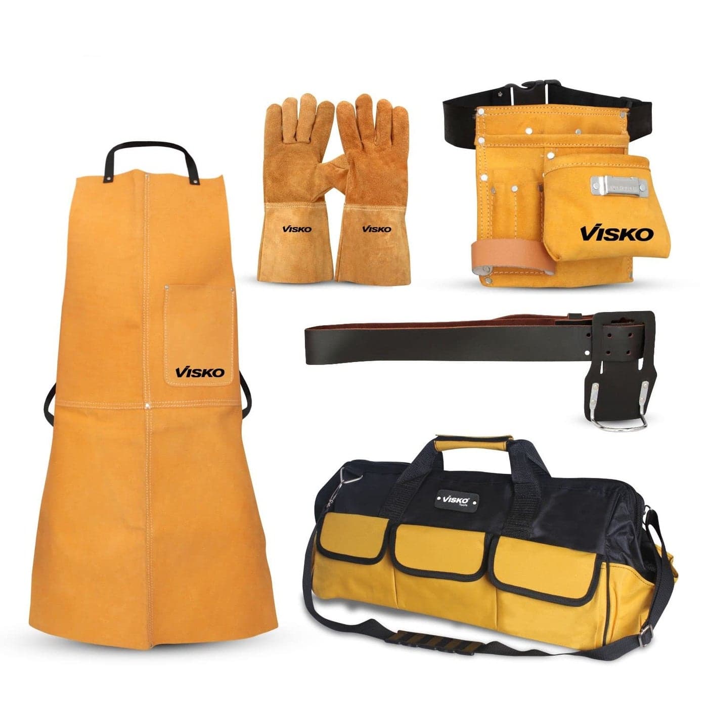 Visko VLB 027 Tools Kit With Large Bag Apron Tool Bag 5 Pockets Belt Welding Hand Gloves