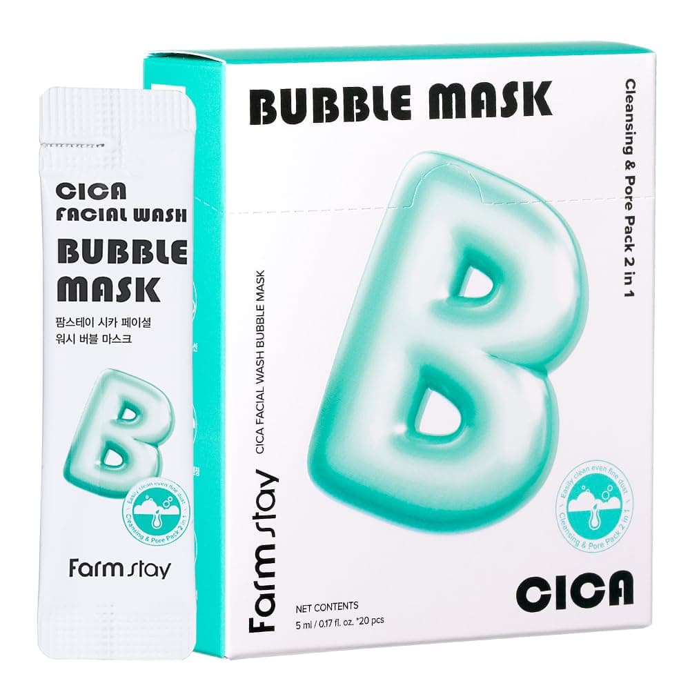 Cica Facial Wash Bubble Mask Korean Pore Cleanser for Blackheads Exfoliator Dead Skin Cells Deep Cleansing Hydrating NonIrritating Soothing for Sensitive Skin For Men Women 20 pcs
