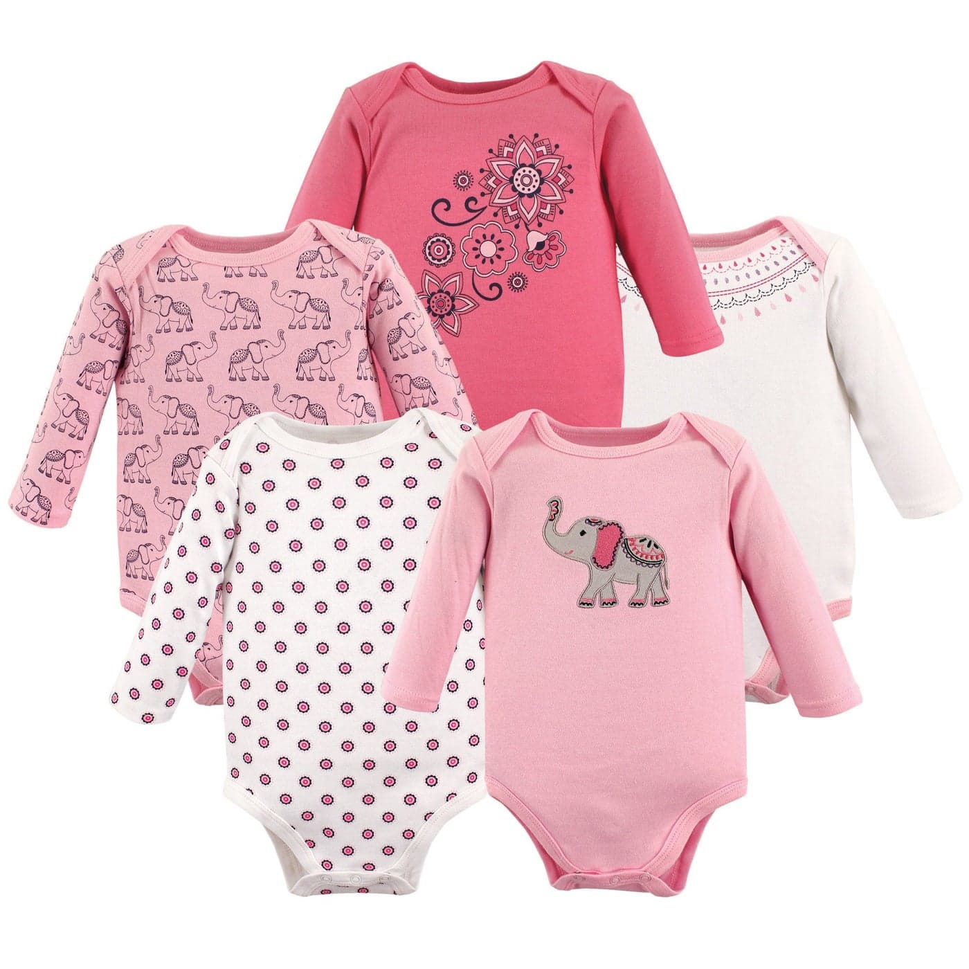 Hudson Baby Unisex Baby Cotton Longsleeve Bodysuits Boho Elephant 03 Months US